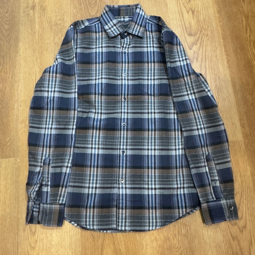 Bloomingdale's Men's Long Sleeve Button Checkered Flannel Shirts Multi S…
